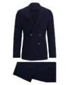 Mens Navy Blue Double Breasted 2 Piece Suit Dual