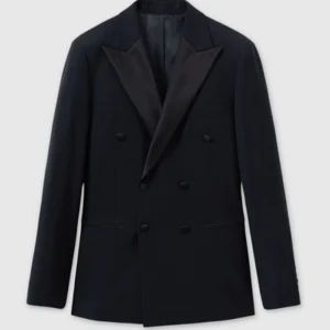 Mens Navy Blue Modern Fit Double Breasted Suit Blazer