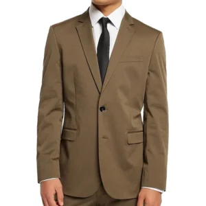 Mens Olive Brown 2 Piece Regular Fit Tuxedo Suit