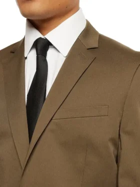 Mens Olive Brown 2 Piece Regular Fit Tuxedo Suit Collar