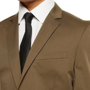 Mens Olive Brown 2 Piece Regular Fit Tuxedo Suit Collar