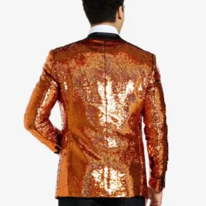 Mens Orange Splendid Sequins Party Suits Back