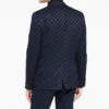 Mens Papatya Slim Fit Navy Jacquard Suit Back