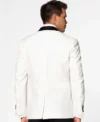 Mens Pearly White 2 Piece Slim Fit Suit Back
