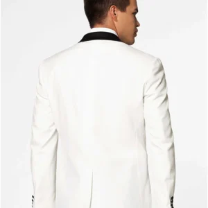 Mens Pearly White 2 Piece Slim Fit Suit Back