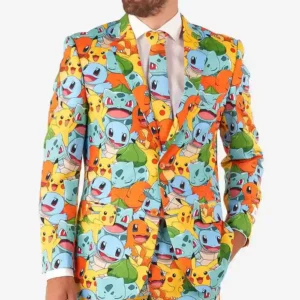 Mens Pokemon Printed Slim Fit Suit