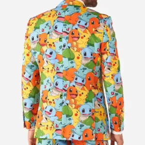 Mens Pokemon Printed Slim Fit Suit Back