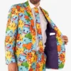 Mens Pokemon Printed Slim Fit Suit Closure