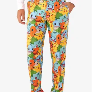 Mens Pokemon Printed Slim Fit Suit Trouser