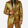 Mens Polyester Golden Geo Star Party Suit
