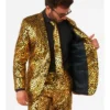 Mens Polyester Golden Geo Star Party Suit Open