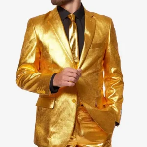 Mens Polyester Groovy Gold 2 Piece Suit