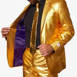 Mens Polyester Groovy Gold 2 Piece Suit Closure
