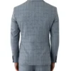 Mens Pow Check Blue Slim Fit Suit Back