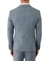 Mens Pow Check Blue Slim Fit Suit Back