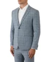 Mens Pow Check Blue Slim Fit Suit Side