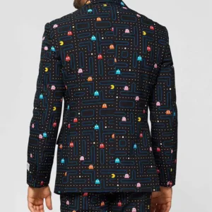 Mens Printed Black PAC MAN™ Trendy Suit Back