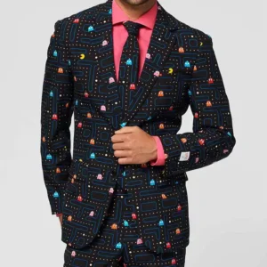 Mens Printed Black PAC MAN™ Trendy Suit