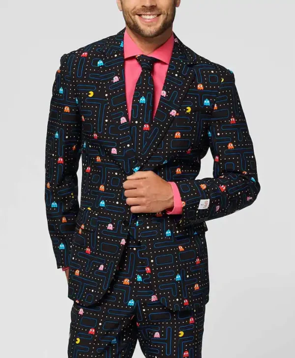 Mens Printed Black PAC MAN™ Trendy Suit