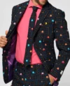 Mens Printed Black PAC MAN™ Trendy Suit Collar