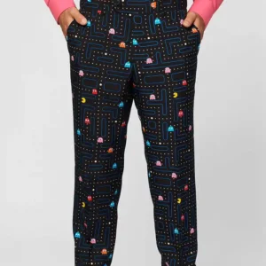 Mens Printed Black PAC MAN™ Trendy Suit Trouser