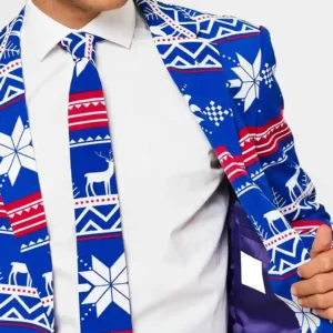 Mens Printed The Rudolph Stylish 2 Piece Suit Collar