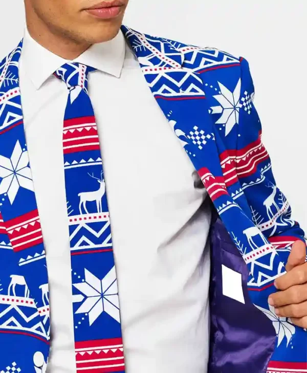 Mens Printed The Rudolph Stylish 2 Piece Suit Collar