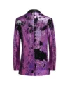 Mens Purple And Black Slim Fit Tuxedo Suit Back