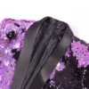 Mens Purple And Black Slim Fit Tuxedo Suit Collar
