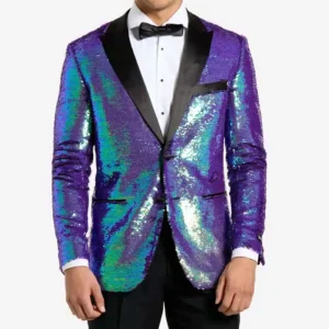 Mens Purple Sapphire Sequins Party Suit