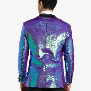 Mens Purple Sapphire Sequins Party Suit Back