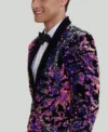 Mens Purple Sequins Two Piece Suit Collar