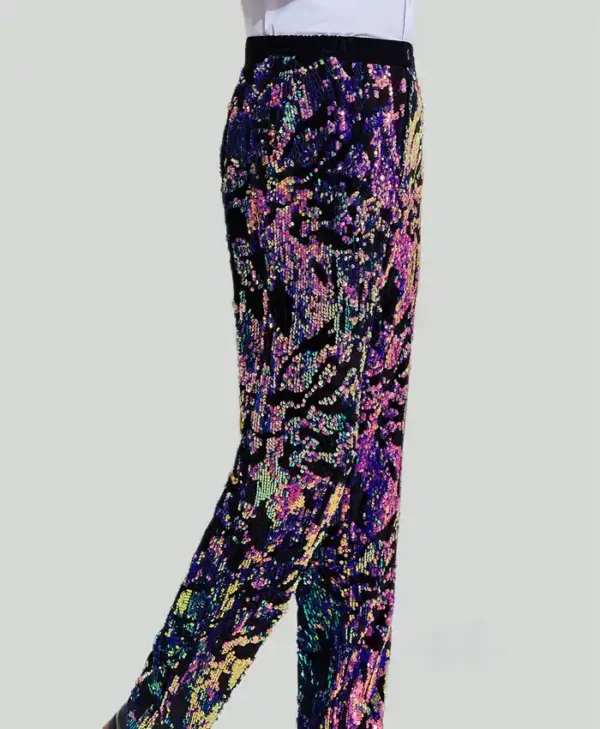 Mens Purple Sequins Two Piece Suit Trouser