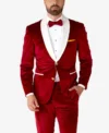 Mens Red Velvet Vibes Two Piece Christmas Suit Front