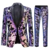 Mens Reversible Slim Fit Sequin Tuxedo Purple