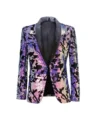 Mens Reversible Slim Fit Sequin Tuxedo Purple Blazer