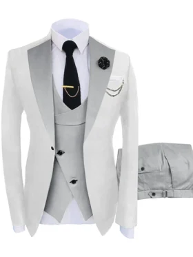 Mens Silver Grey Notch Lapel Tuxedo Suit
