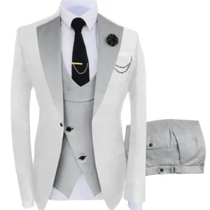 Mens Silver Grey Notch Lapel Tuxedo Suit