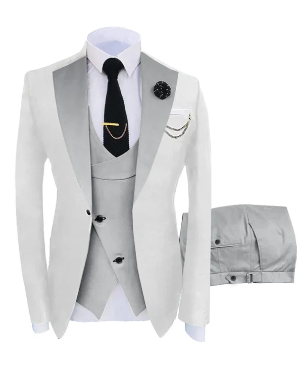 Mens Silver Grey Notch Lapel Tuxedo Suit