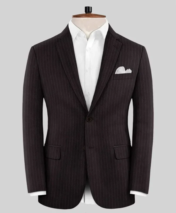 Mens Simple Brown Pinstripe Suit For Wedding 1