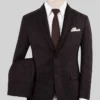 Mens Simple Brown Pinstripe Suit For Wedding First 1