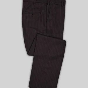 Mens Simple Brown Pinstripe Suit For Wedding Pant 1
