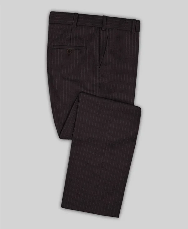 Mens Simple Brown Pinstripe Suit For Wedding Pant 1