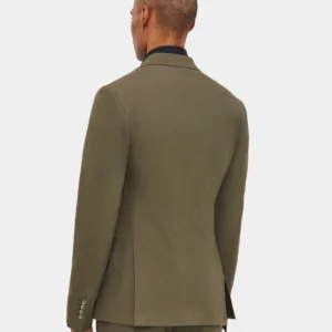 Mens Slim Fit 2 Piece Olive Green Cotton Suit Back