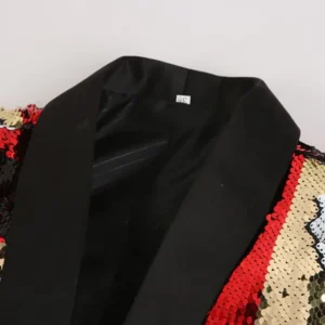 Mens Slim Fit Gradient Sequin Tuxedo Collar