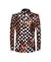 Mens Slim Fit Sequin Checks Embroidery Tuxedo Back