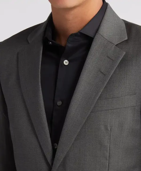 Mens Slim Fit Shadow Grey 2 Piece Suit Collar