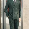Mens Slim Fit Tailored Slim Fit Green Pinstripe Suit