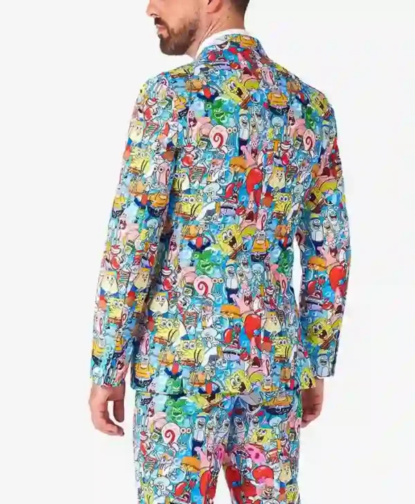 Mens SpongeBob™ Frenzy Printed 2 Piece Suit Back