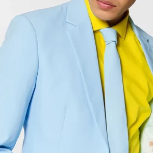 Mens Stylish Cool Blue 2 Piece Suit Collar